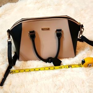 Kate Spade medium satchel, black and taupe, midsized
